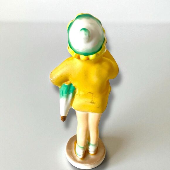 Vintage Spring Girl With Umbrella  Rain Coat Approx 5.5 Inch Japan 1950's Rare - Picture 5 of 7